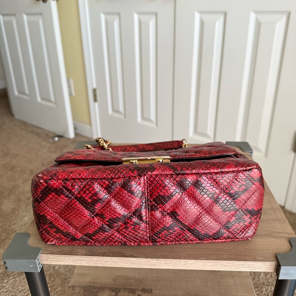 #43. Michael Kors Sloan Large QuiltedEmbossed-Leather ShoulderBag, RedSnakePrint - Picture 8 of 15